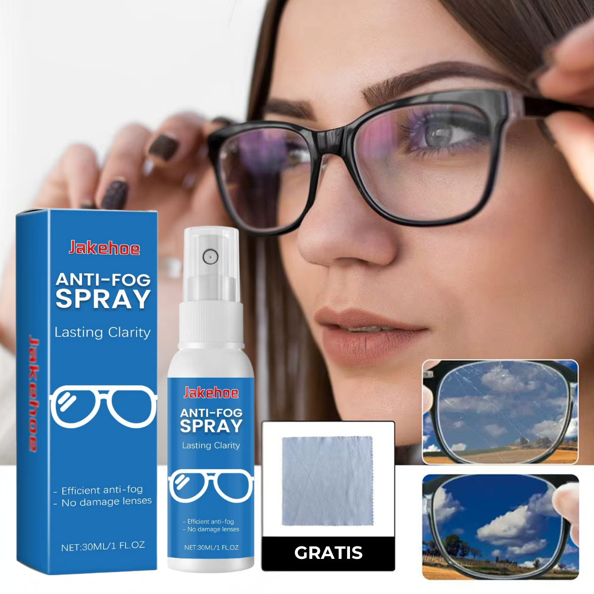 Spray Limpiador de Lentes LimpiaVisión + Paño de Microfibra Gratis